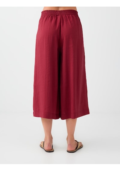 Jimmy Key Kırmızı Beli Lastikli Bol Paça Midi Modal Pantolon 6ww187931600