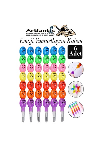 Emoji Yumurtlayan Kurşun Kalem 6 Adet Eğlenceli Hediyelik Kurşun Kalem Gülen Yüzlü Kurşun Kalem Karne Hediyesi Çok Renkli