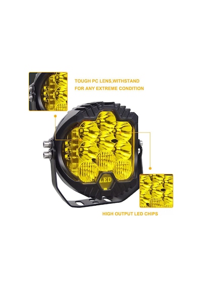 7 Inch Sarı Baja Style Led Çalışma Sis Lambası Offroad Sürüş Lambası