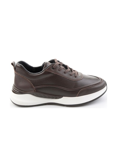 Kahve Hakiki Deri Erkek Sneaker E01958176543 Kahve