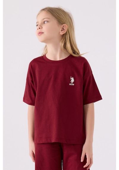 U.S. Polo Assn. U.s. Polo Assn Kız Çocuk Bordo Bermuda Takım Us1848-c-v22 Bordo