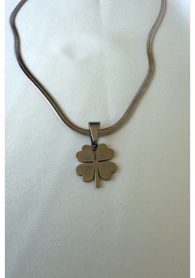 Jewels Of Hope İtalyan Zincir 4 Yapraklı Yonca Kolye 47 Cm Kadın Paslanmaz Çelik Kolye Gümüş