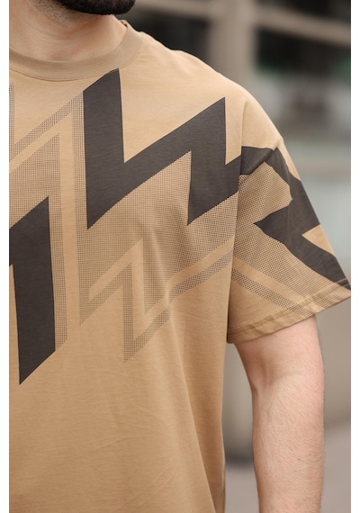 Madmext Kapüçino Baskılı %100 Pamuk Erkek T-shirt E7111 Kapuçino