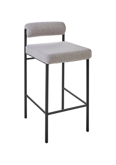 Amaya Gri Boucle 2'li Bar Sandalyesi Seti, 64 Cm Oturum, Şık Ve Konforlu Tasarım