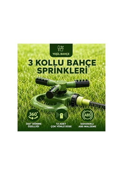 Otomatik Sehpalı Ayarlanabilen 360 3'lü Dönerli Sprink Bahçe Sulama Fıskiyesi