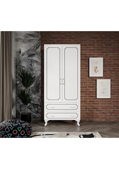Stil 2 Kapaklı 2 Çekmeceli Modern Gardırop, Elbise Dolabı