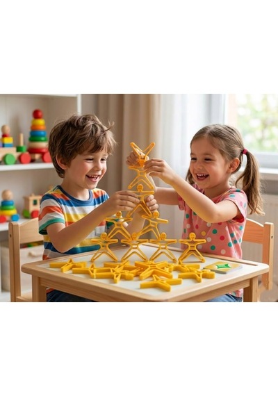 Akrobat Denge Oyunu - Montessori Eğitici Koordinasyon Geliştirici Oyuncak Kulesi -10adet- Sarı