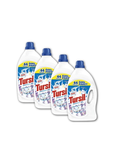 Tursil Power Jel Leylak Bahçesi Beyaz ve Renkliler İçin Sıvı Çamaşır Deterjanı 44 Yıkama 4 x 3080 ML