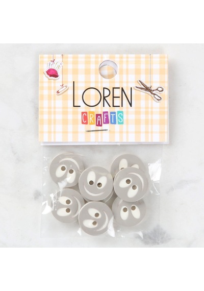 Loren Crafts 8 Li Gülen Yüz Gri Rengi Düğme - 0519