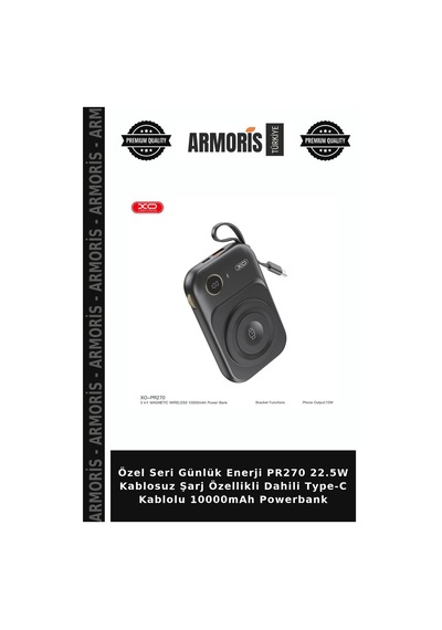 Özel Seri Günlük Enerji Pr270 22.5w Kablosuz Şarj Özellikli Dahili Type-c Kablolu 10000mah Powerbank Çok Renkli