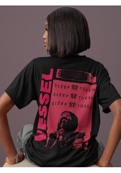 Vessel Sleep Token Rock Metal Müzik Grubu Sırt Baskılı Unisex Ove Siyah