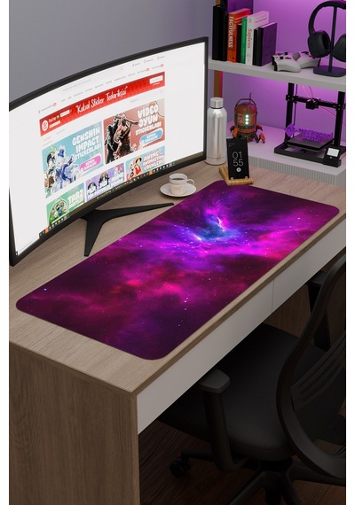 Galaksi Kaymaz Dikişli Kauçuk Oyuncu Mousepad V5 - 90x40 Xxl Gaming Mouse Pad Fare Altlığı