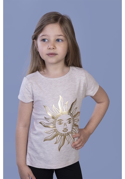 Toontoy Kids Toontoy Kız Çocuk Güneş Varaklı Tişört Bej