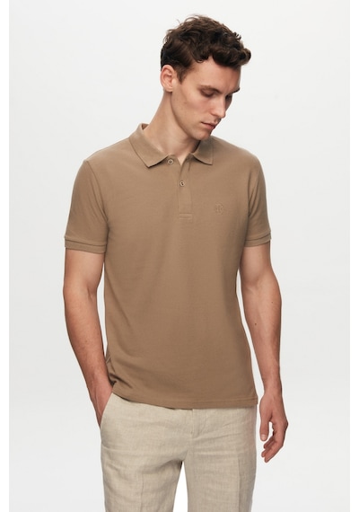 D's Damat Ds Damat Regular Fit Vizon Pike Dokulu %100 Pamuk Kıvrılmaz Polo Yaka Nakışlı T-shirt 4HC14ORT51000 Vizon