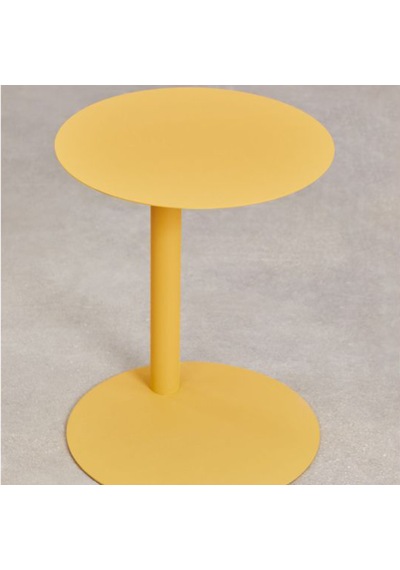 Paledin Design Magna Yan Sehpa Modern Yuvarlak Çelik Koltuk Yanı Sehpası Granit Grisi 40x40x50 Cm Sarı