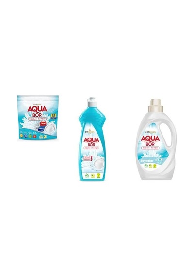 Aquabor Doğal Mineralli Tablet + Elde Bulaşık + Sıvı Beyaz 3 Lü Set 08909567