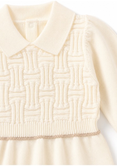 Babyhola Unisex Triko Patikli Bebek Tulum 5603 Ekru