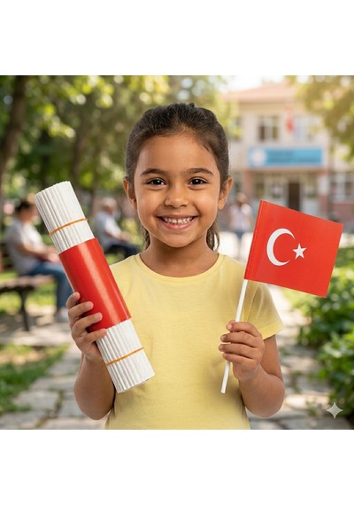 20x30 Cm Çubuklu Kağıt Türk Bayrağı - 40 Adet - Okul Ve Bayram Süslemeleri İçin Tek Ebat