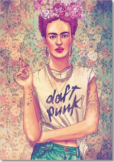 Cakasepetim Frida Kahlo Çiçek Zeminli Çizim Ahşap Mdf Tablo