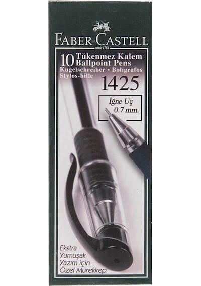 Faber-Castell 1425 Iğne Uçlu 10'Lu Paket Siyah Tükenmez Kalem