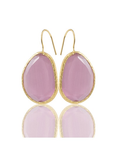Kadir Jewellery 22 Ayar Altın Kaplama Fosil Taşlı Küpe -el İşçiliği Ve Hipoalerjenik Küpe Pembe 12503082