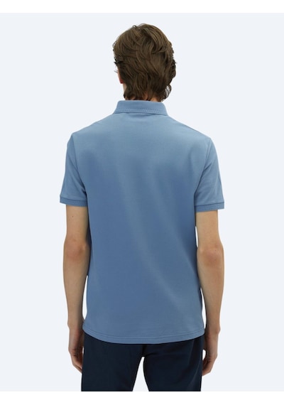 Kip Havacı Mavi Düz Polo Yaka %100 Pamuk T-shirt Havacı Mavi