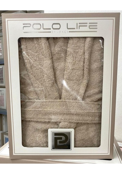 Polo Life Kutulu %100 Pamuk Tek Bornoz Şalyaka-bej Xl Beden Bej