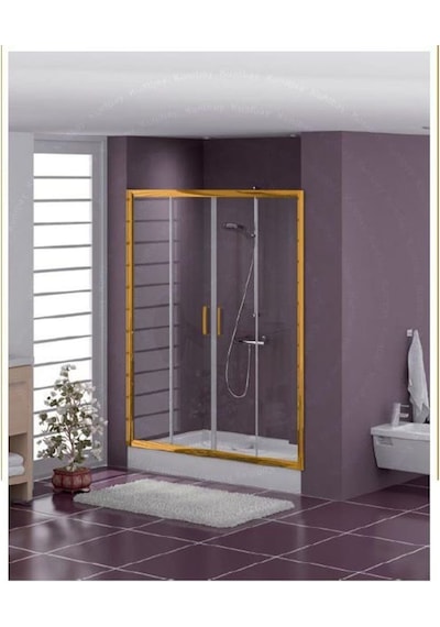 Blackline İki Duvar Arası Gold Duşakabin Temperli Cam H: 190 150 x 159 CM