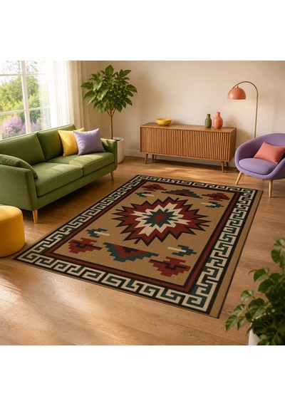Kartela Halı Western Halı Jüt Taban Dokuma Halı - 80 X 120 Cm Çok Renkli