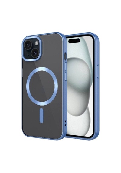 Apple Uyumlu iPhone 15 Plus Kılıf Mat Tasarımlı M-safe Wireless Şarj Özellikli Zore Mat Setro Kapak Sierra Mavi
