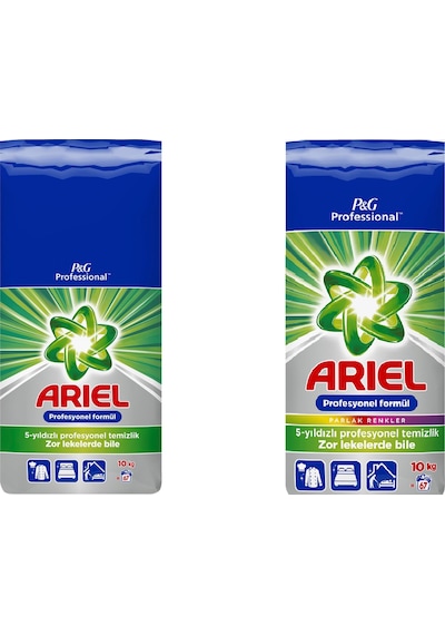 Ariel ProfesyonelToz Çamaşır Deterjanı 10 KG + Parlak Renkler 10 KG