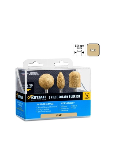 Kutzall 14fkıt01 İnce Diş Ahşap Törpü Seti 3 Parça Sap: 6.3mm