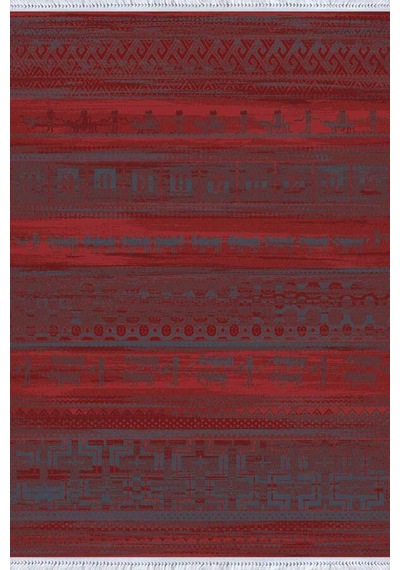 Bordo Yöresel Dokuma Pamuk Tabanlı Kaymaz Kilim Klm376n11