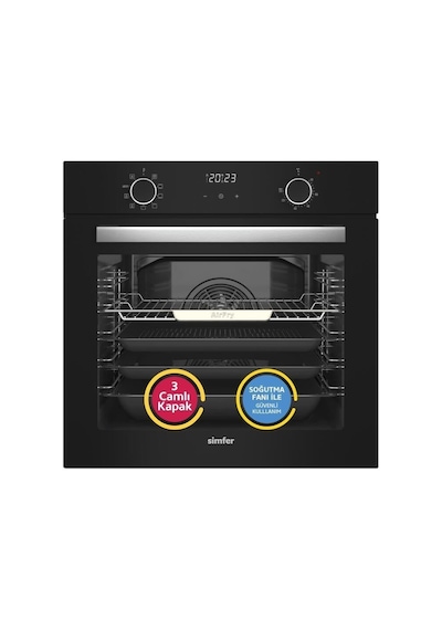 Simfer 10 Fonksiyon Airfry Siyah Dijital 2'li Ankastre Set (8215 Fırın + 3500 Ocak)