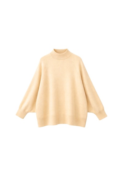 Mixray 7003 Kadın Oversize Dik Yaka Basic Triko Kazak Camel