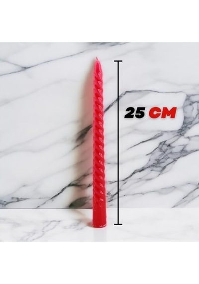 Petek Mum Kırmızı Altın Simli Çam Ağacı Boy 8.5 Cm Bal Mumu Beeswax Candle Diğer