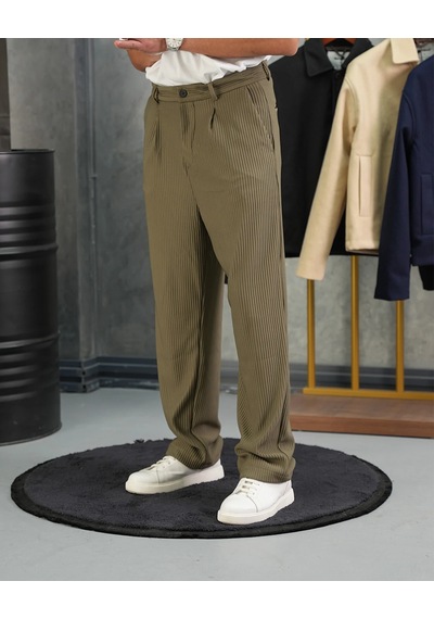 Modefendi Fitil Desen Baggy Pantolon Haki
