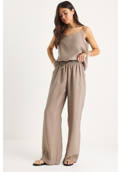 Shade Kadın Askılı Dokuma Modal Bluz Pantolon Alt-üst Takım 9298 60281024 - Vizon
