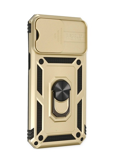 Apple iPhone Uyumlu,  14 Pro Max Kılıf Pars Lens Yüzüklü Silikon - Gold