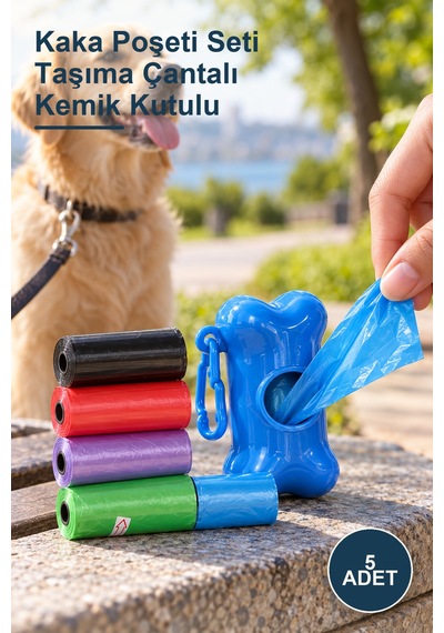 5 Adet Kaka Poşeti Seti Taşıma Çantalı Kemik Kutulu
