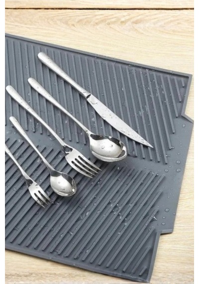 Silikon Bulaşık Kurutma Matı Maxi Boy 44x33cm Silikon Gri Diğer