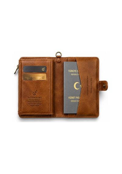 Watchofroyal Boardingpass Coffee Deri Cüzdan Ve Pasaportluk Kahve