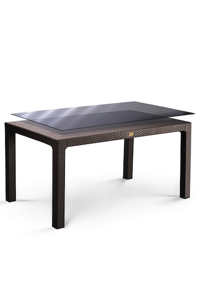Rattan Masa 70x120 Sabit Camlı Masa - Bahçe Balkon Teras