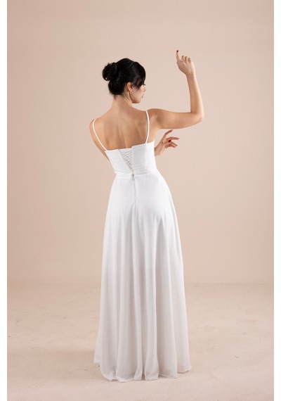 Berissima Bride Kalp Yaka Şifon Askılı Nikah & Dış Çekim Elbisesi Kırık Beyaz Kırık Beyaz Berissima Bride Kalp Yaka Şifon Askılı Nikah & Dış Çekim Elbisesi Kırık Beyaz Kırık Beyaz