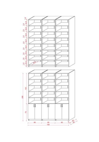 Asra Trend K-50 %100 MDF 180 cm 3 Modüllü Kapaklı Kitaplık Raflı Kütüphane Beyaz Asra Trend K-50 %100 MDF 180 cm 3 Modüllü Kapaklı Kitaplık Raflı Kütüphane Beyaz