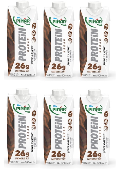 Pınar Protein Kakaolu Laktozsuz Süt 500 Ml X 6 Adet