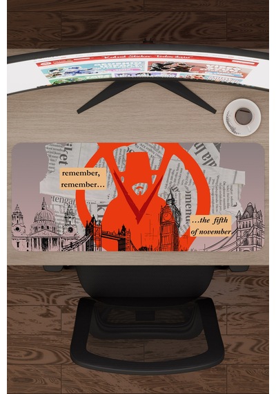 V For Vendetta 2 V3 70x30 Xl Gaming Kauçuk Kaymaz Taban Mouse Pad Fare Altlığı
