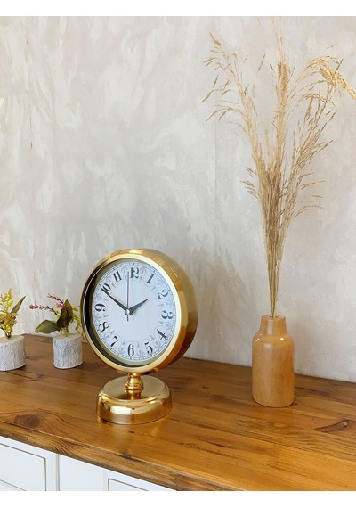 Gold Metal Desenli Masa Saati 25 20 Cm Renkli