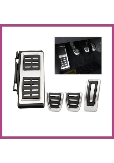 Gees Global Vw Golf 7 8 Passat B8 Tiguan 2 Touran 2 T-roc T-cross Arteon Polo 5 Uyumlu Geçme Manuel Pedal Seti 4 Parça Siyah Krom Gbzs