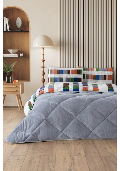 Veluna Battal Boy Lüx Wellsoft Yorgan Çift Taraflı - 2 Adet Yastık Kılıflı Yorgan Seti 215x235 Cm Çok Renkli